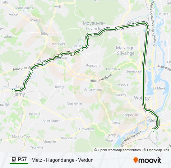 Mapa de P57 de tren