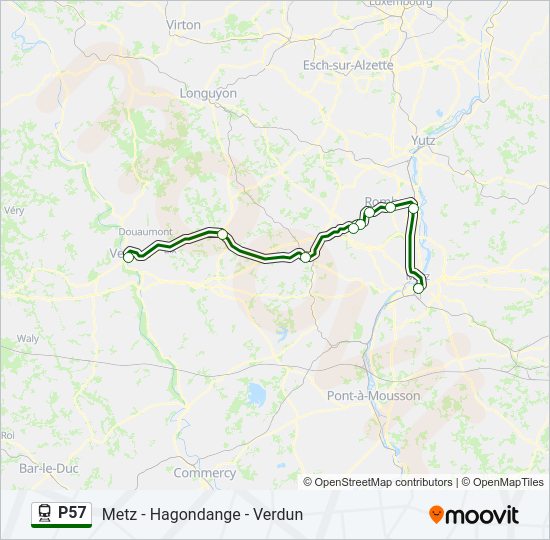 Plan de la ligne P57 de train