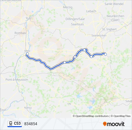 Plan de la ligne C53 de train