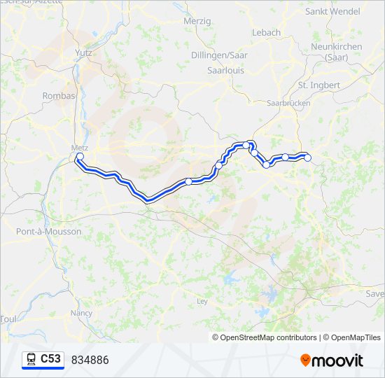 Plan de la ligne C53 de train