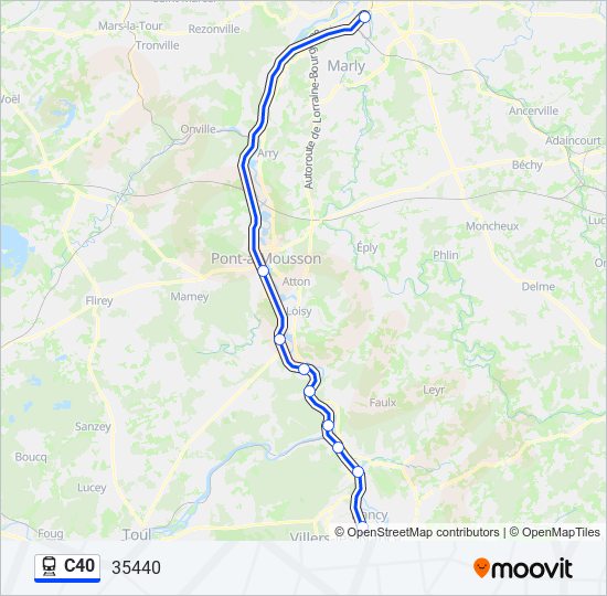 Plan de la ligne C40 de train