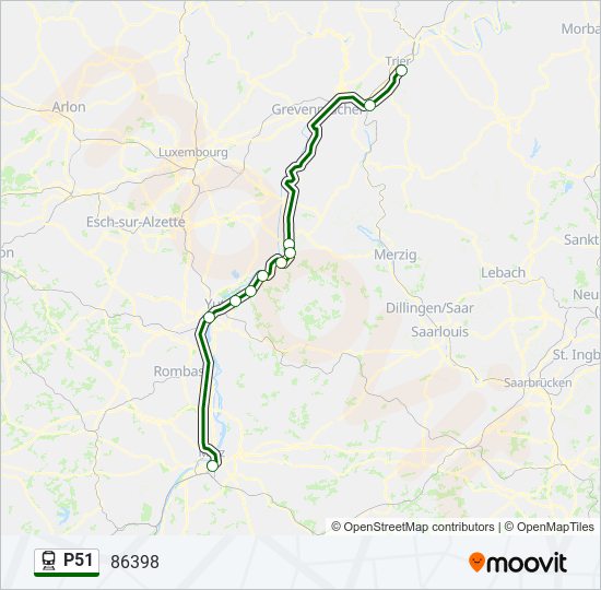 Plan de la ligne P51 de train