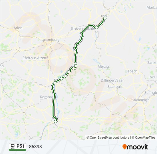 Plan de la ligne P51 de train