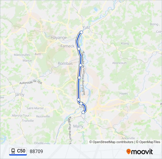 Mapa de C50 de tren