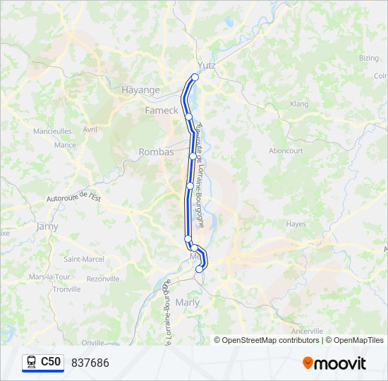 Mapa de C50 de tren