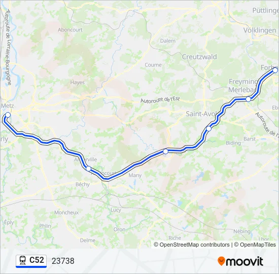 C52 Train Line Map