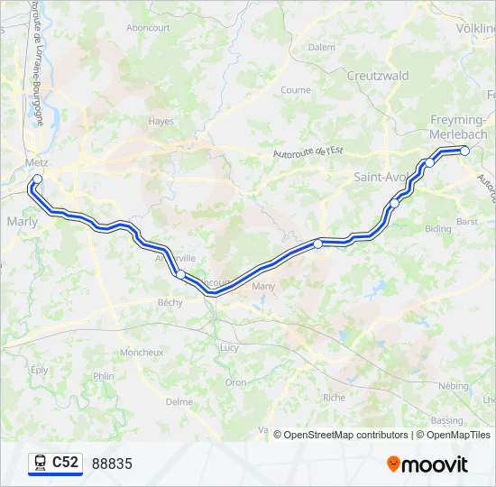 C52 Train Line Map