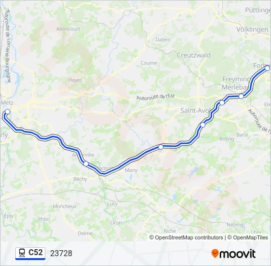 C52 Train Line Map