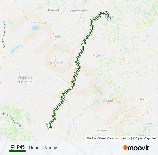 Plan de la ligne P45 de train