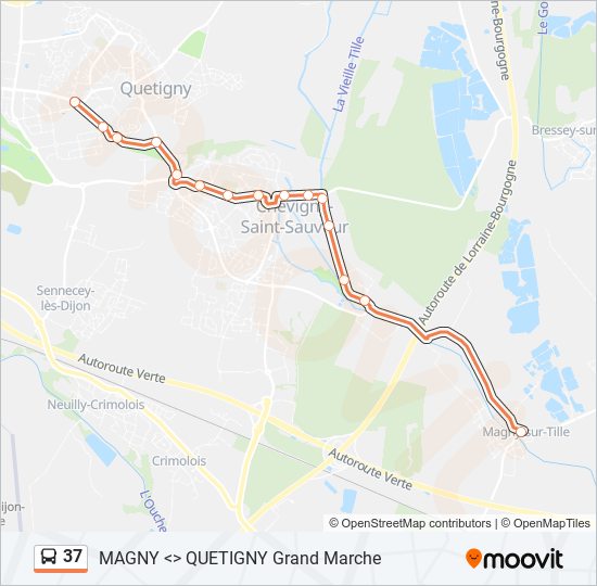 Plan de la ligne 37 de bus