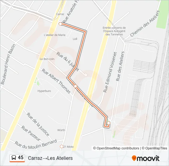 45 Bus Line Map