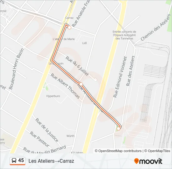 45 Bus Line Map