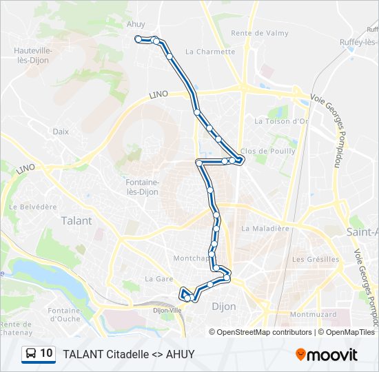 Plan de la ligne 10 de bus