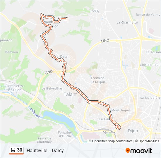 Plan de la ligne 30 de bus