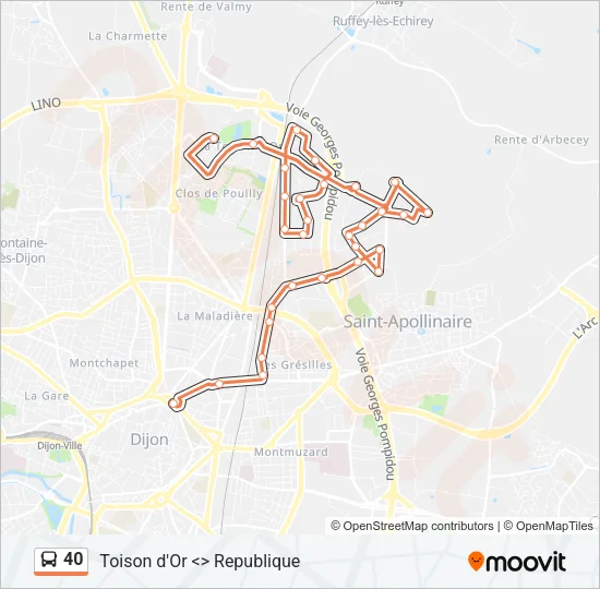 40 Bus Line Map