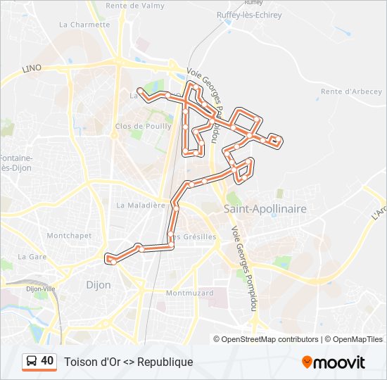 Plan de la ligne 40 de bus