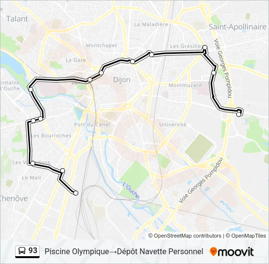 93 Bus Line Map