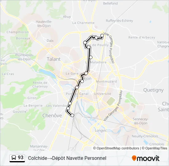 93 Bus Line Map