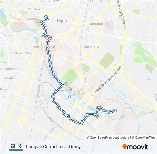 Plan de la ligne 18 de bus