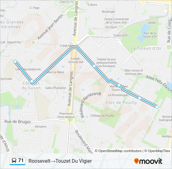 71 Bus Line Map
