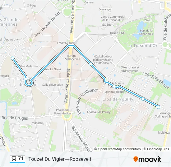 71 Bus Line Map
