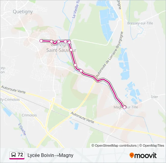 72 Bus Line Map