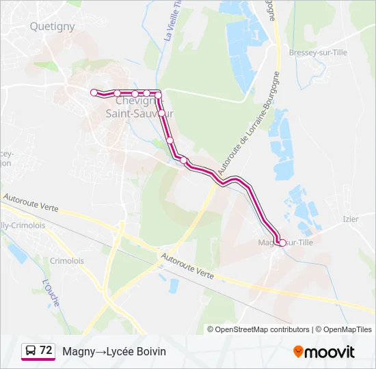 72 Bus Line Map