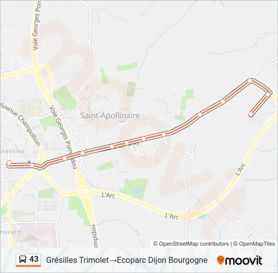 43 Bus Line Map