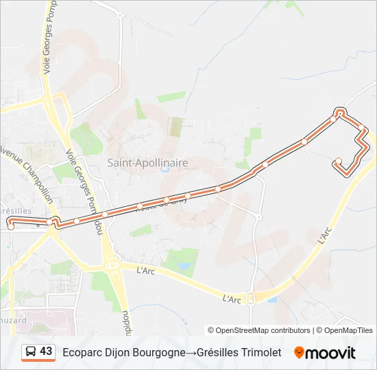 43 Bus Line Map