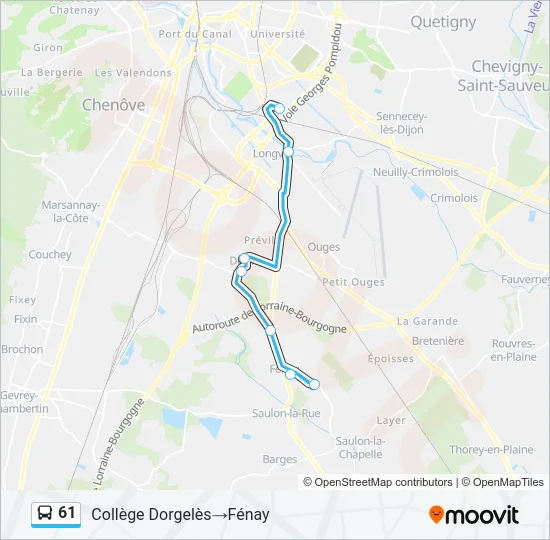 61 Bus Line Map