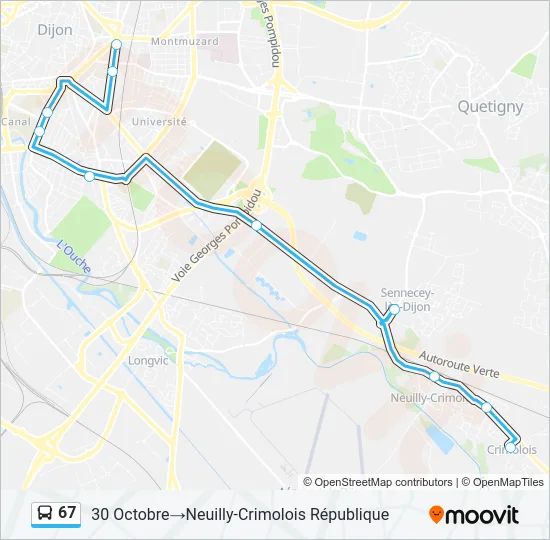 67 Bus Line Map