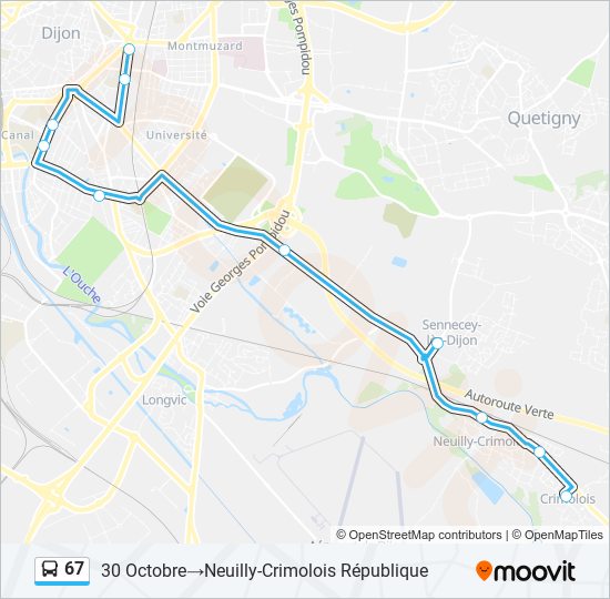 Plan de la ligne 67 de bus