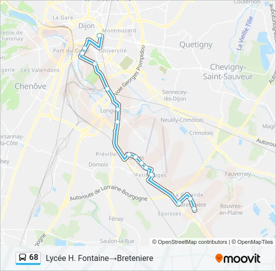 68 Bus Line Map