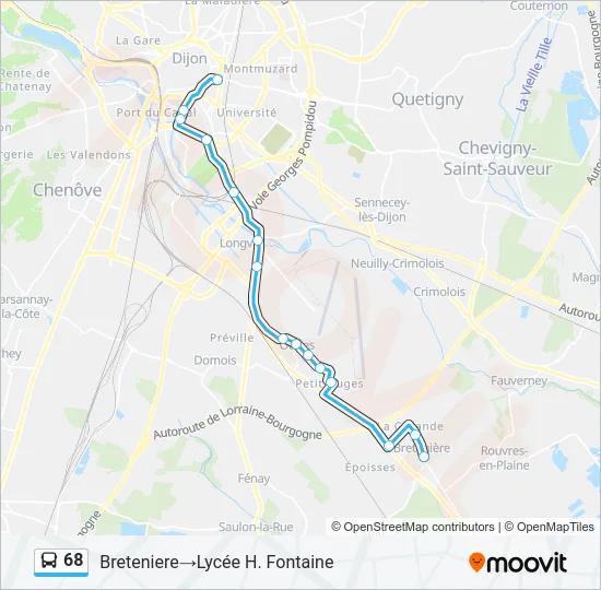 68 Bus Line Map