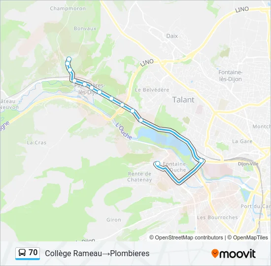 70 Bus Line Map