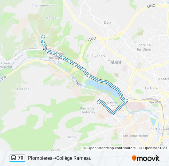 70 bus Line Map