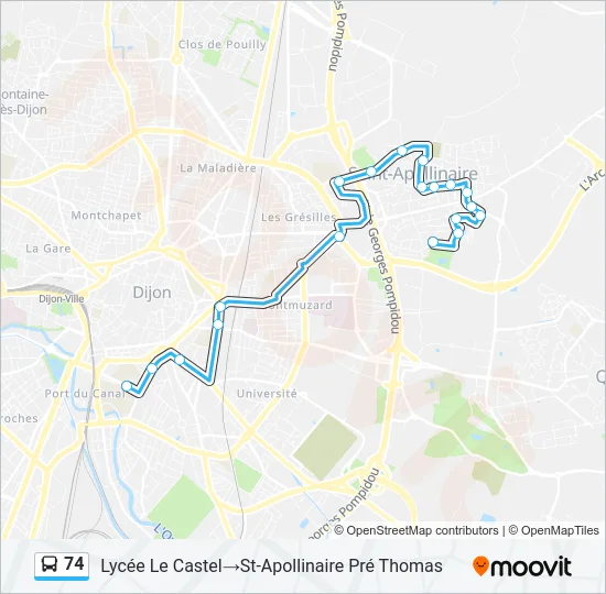 74 Bus Line Map