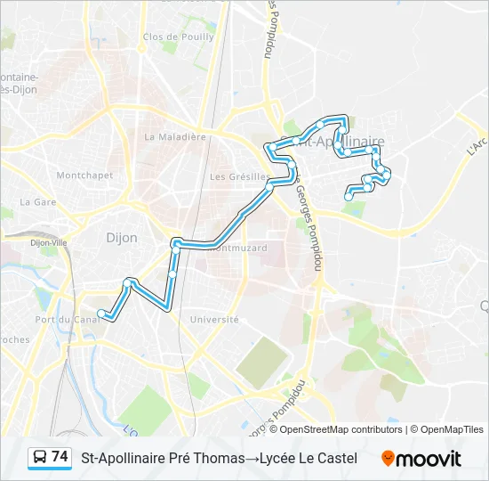 74 Bus Line Map