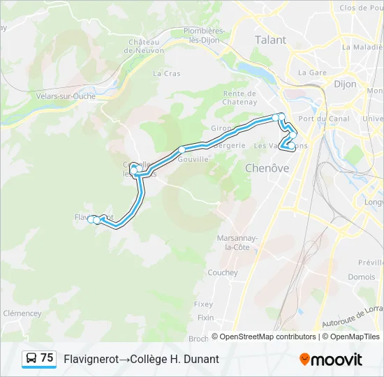 75 Bus Line Map