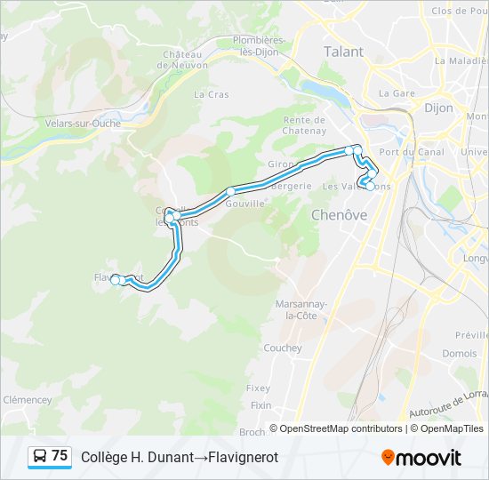 Plan de la ligne 75 de bus