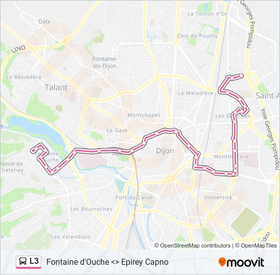 Plan de la ligne L3 de bus