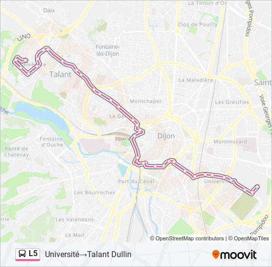 Plan de la ligne L5 de bus