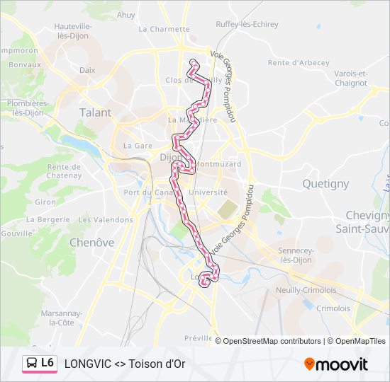 Plan de la ligne L6 de bus