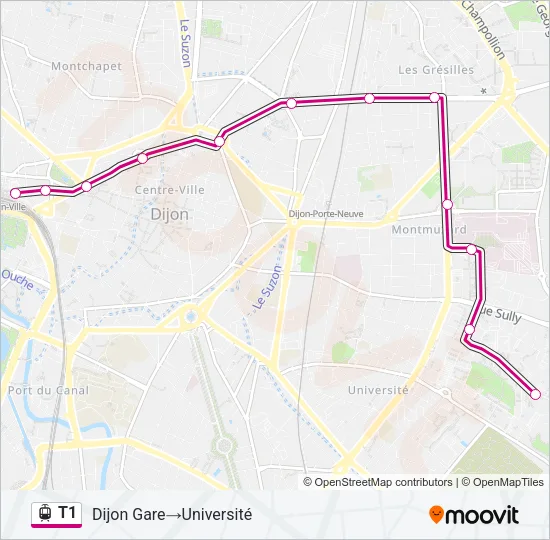 T1 Light Rail Line Map