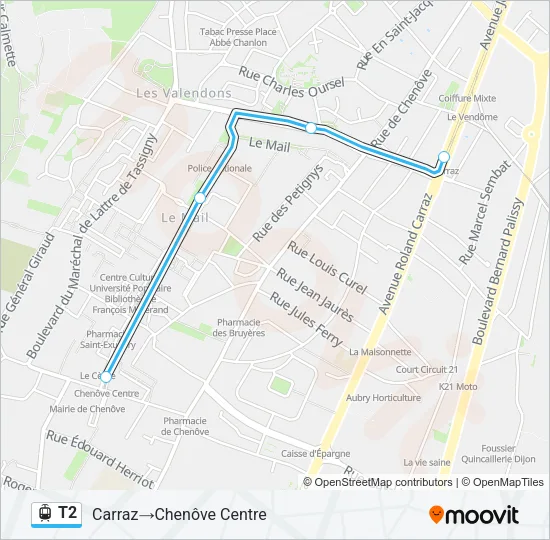 T2 Light Rail Line Map