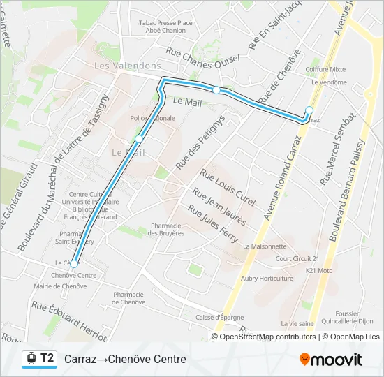 T2 Light Rail Line Map