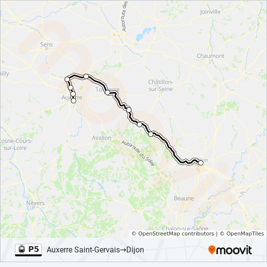 p5 Itinerary: Timetables, Stops & Map