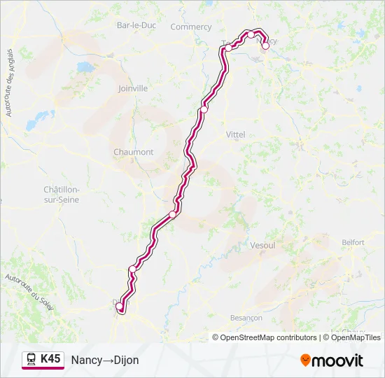 K45 Train Line Map