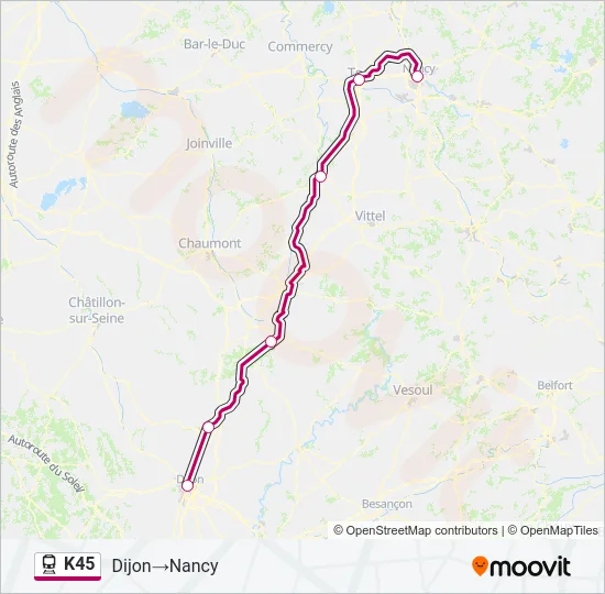 K45 Train Line Map