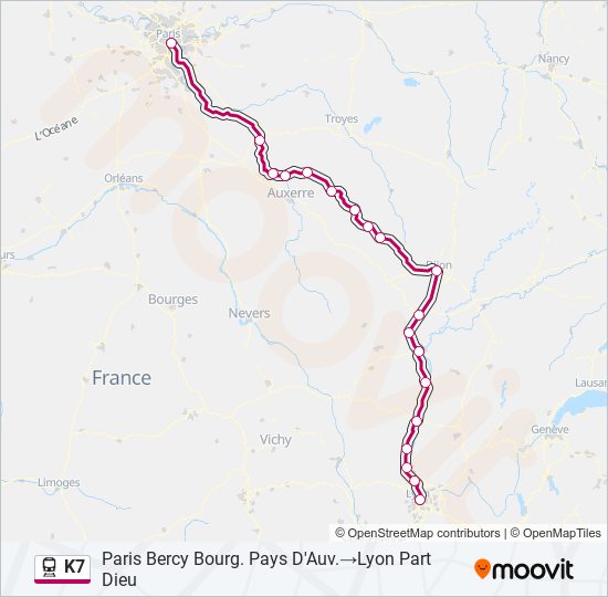 Mapa de K7 de tren